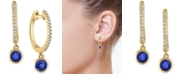 EFFY Collection EFFY&reg; Sapphire (5/8 ct. t.w.) & Diamond (1/10 ct. t.w.) Dangle Hoop Drop Earrings in 14k Gold